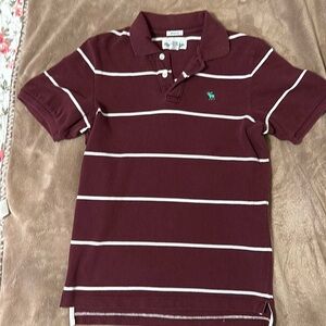 Abercrombie Muscle Shirt Size Small Cream Stripe against Wine Colored Thick Knit